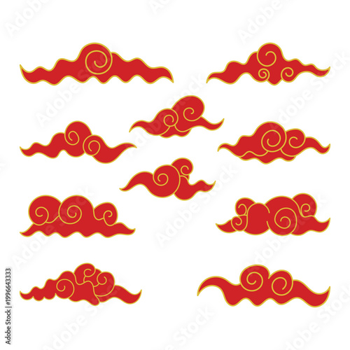 Cloud Chinese New Year Collection Cartoon Icon Illustration