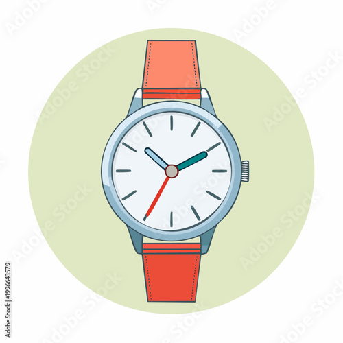 Wristwatch with Red Strap