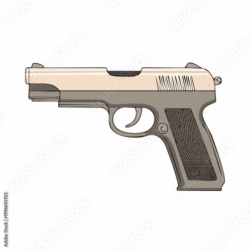 Illustration of a Semi-Automatic Pistol