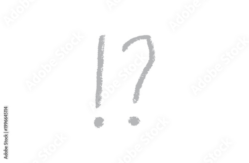 Gray hand drawn exclamation question mark crayon style illustration symbol vector decoration