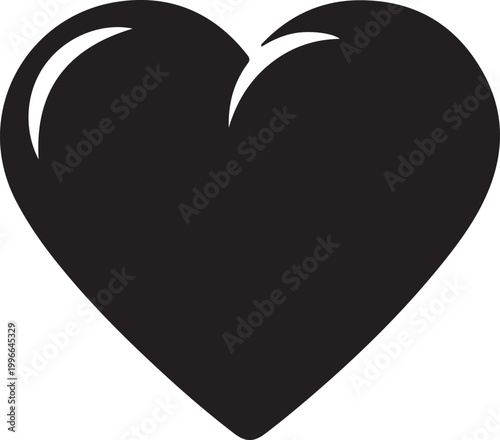 Simple elegant black heart shape icon isolated for love and affection designs