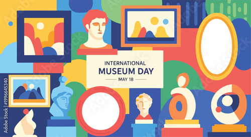 Bild auf Leinwand Vibrant International Museum Day graphic