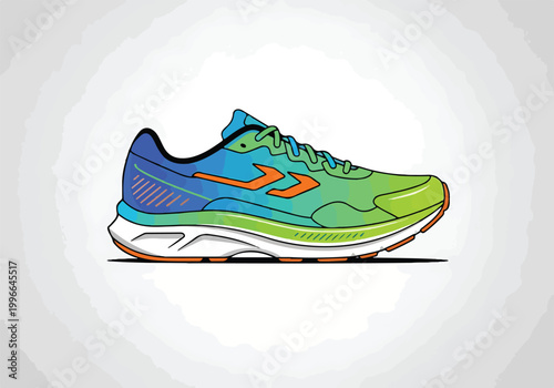 Obraz na płótnie A colorful cartoon illustration of a running shoe