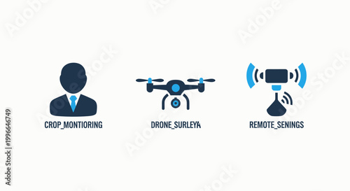 Crop monitoring drone survey remote sensing icons for agricultural technology and data collection with unmanned aerial vehicle precision agriculture smart farming agriculture technology satellite