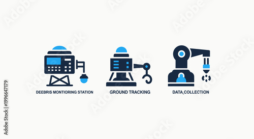 Industrial automation icons for process control quality assurance machinery tracking data collection robot with smart factory artificial intelligence internet of things supply chain manufacturing