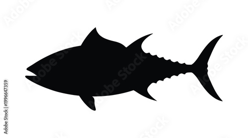 Silhouette of a tuna fish, a large predatory saltwater fish
