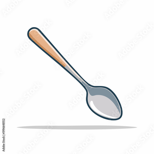 Illustration of a Spoon with Wooden Handle