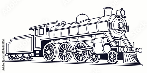 Cuadro en lienzo a black and white drawing of a steam locomotive Vector