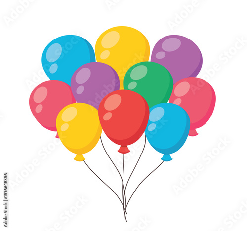 colorful balloons flying for birthday and celebration party concept