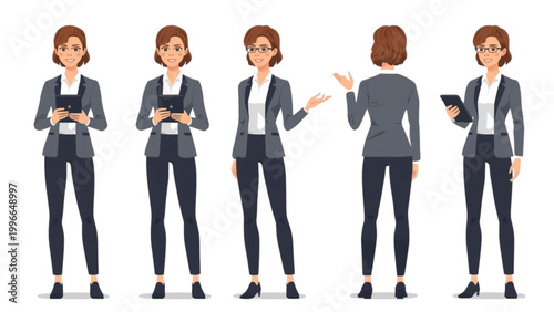 Professional businesswoman presenting in a modern business environment