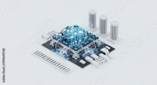 Artificial intelligence brain circuit board technology concept.