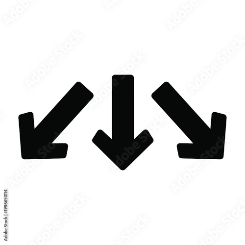Three black arrows pointing down