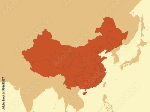 China Map Flat Vector Illustration.