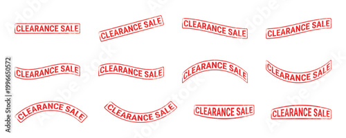 clearance sale red rubber stamp set on white background discount label design