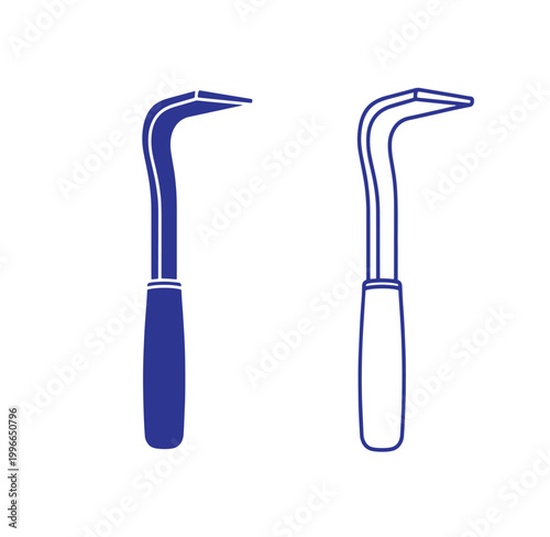 blue illustrations of two dental extraction forceps with different handle designs