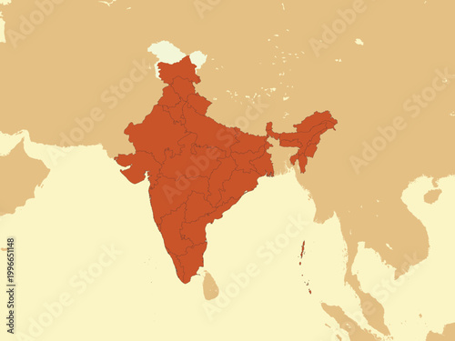 India map flat vector illustration.