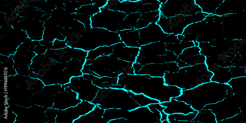 Cuadro en lienzo High-impact abstract background featuring vibrant cyan blue lightning or crackle textures across a deep black field
