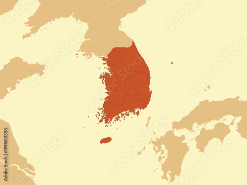 South Korea map flat vector illustration.