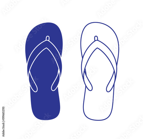 Two flip flops in different colors and styles for summer footwear illustration  sandals