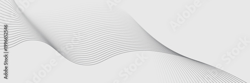 Abstract vector banner with grey wavy lines, EPS 10.