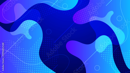 Organic abstract design with flowing blue gradients and halftone dot details