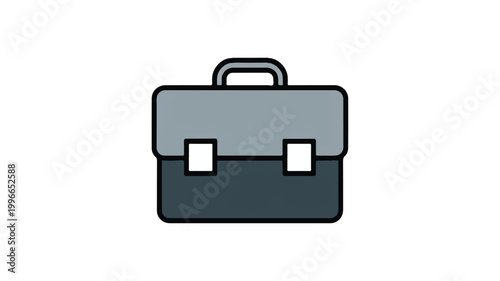 briefcase with handle and clasps on top isolated on white background