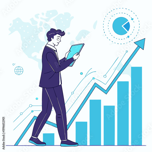 Futuristic Business Analytics and Global Financial Growth Technology Concept