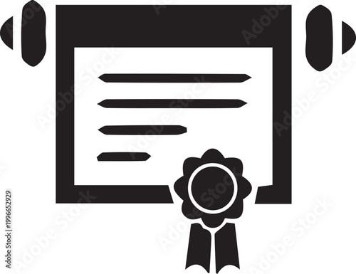 Certificate icon with ribbon and seal high-quality professional detailed modern