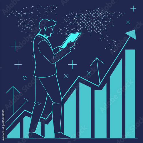 Futuristic Business Analytics and Global Financial Growth Technology Concept