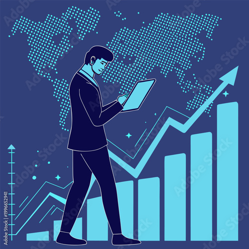 Futuristic Business Analytics and Global Financial Growth Technology Concept
