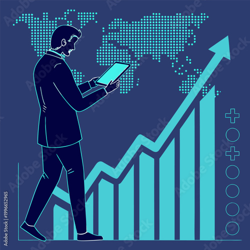 Futuristic Business Analytics and Global Financial Growth Technology Concept