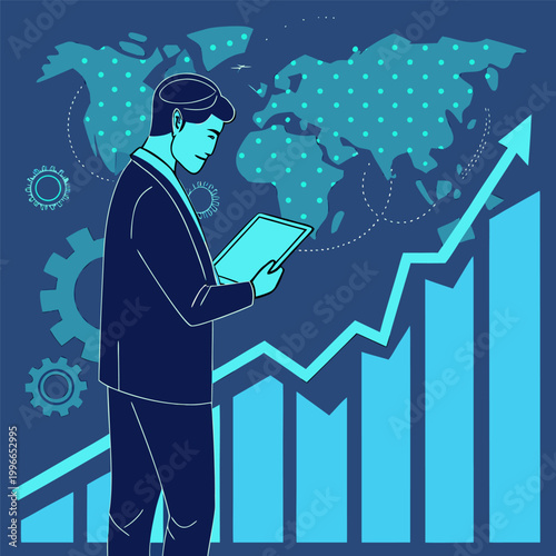 Futuristic Business Analytics and Global Financial Growth Technology Concept