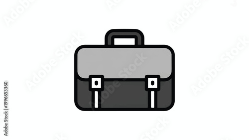 Gray briefcase icon with handle and buckles