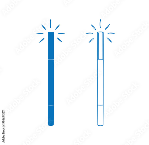 blue and white sparkler fireworks on white background