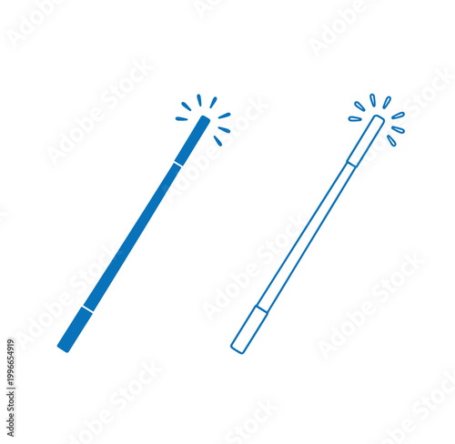 Blue magic wands with sparkles on white background  fantasy symbols