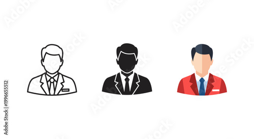 Three professional businessmen in suits with face masks vector illustration