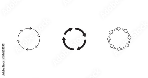 Cyclic arrow diagrams showing flow and process rotation for business presentation graphics.