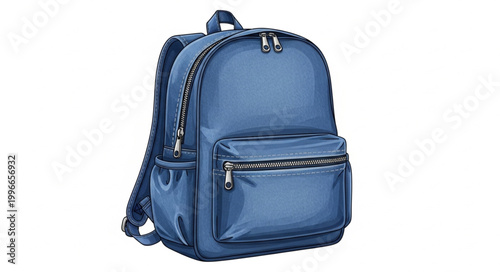 Blue Denim Backpack Isolated on White Background.