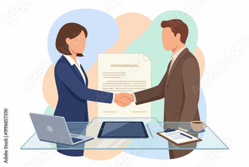 Business Professionals Handshaking for Successful Contract Agreement