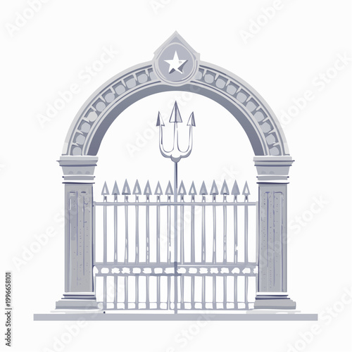 Ornate Archway with Trident and Star Emblem
