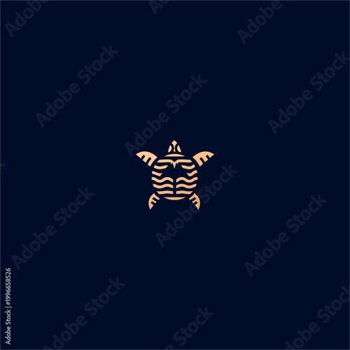 Volcano turtle niche logo for environmental industry, featuring modern line art style. Ideal for geothermal energy branding, tectonic research centers, island tourism startups, and ecological conserve