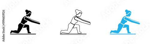 Fitness icon woman performing a lunge exercise in a minimalist style