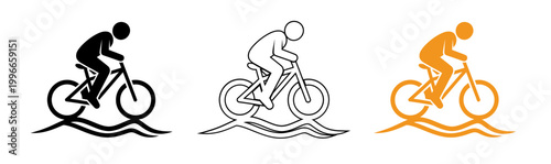 Triathlon silhouette cycling leg of a multi sport endurance race