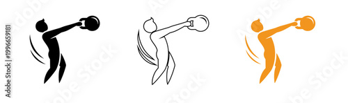 Orange silhouette of a person swinging a mace or hammer