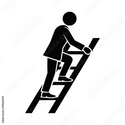 Corporate Ladder Climbing Career Growth Silhouette Illustration