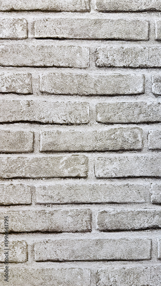 Fototapeta premium Vertical White Brick Wall Texture Background, Minimal Rough Surface Pattern for Design