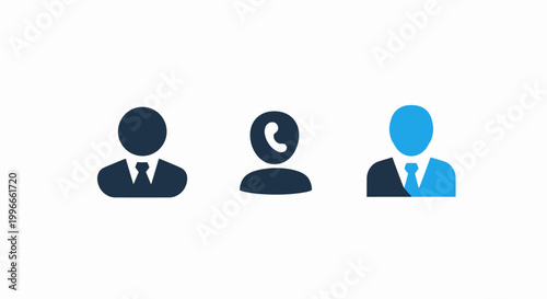 Business user and customer support icon set featuring profile headsets and management symbols business customer communication management corporate employee representative resources interface
