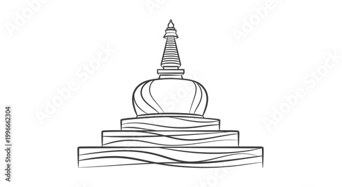 Buddhist Stupa Illustration for Saga Dawa Festival in Sikkim