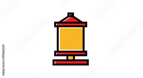 Buddhist Prayer Wheel Vector Icon for Saga Dawa Festival in Sikkim