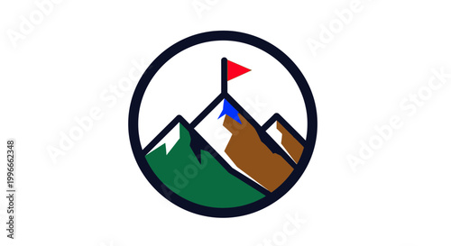 Mountain Peak with Red Flag Vector Illustration for Sikkim Saga Dawa